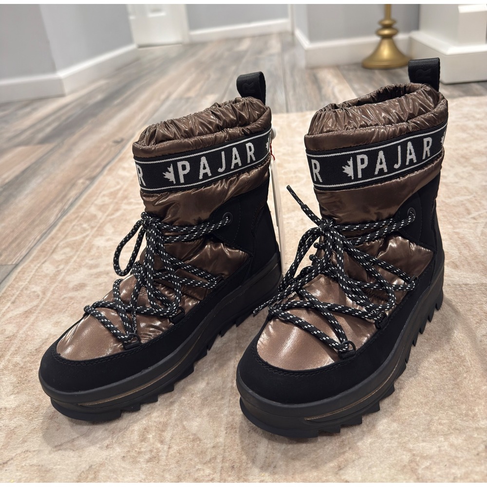Pajar Canada Metallic Bronze Black Waterproof Snow Boots Women 7.5 NWT